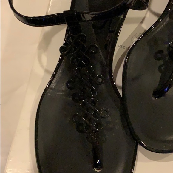 Diane von Furstenberg Black Patent Monaco Sandals - Picture 3 of 7